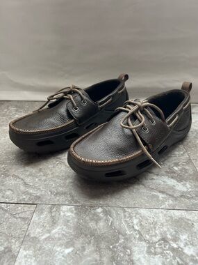 Crocs Men’s Dark Brown Cove Sport Boat Shoe ( Loafer ) Size 10
